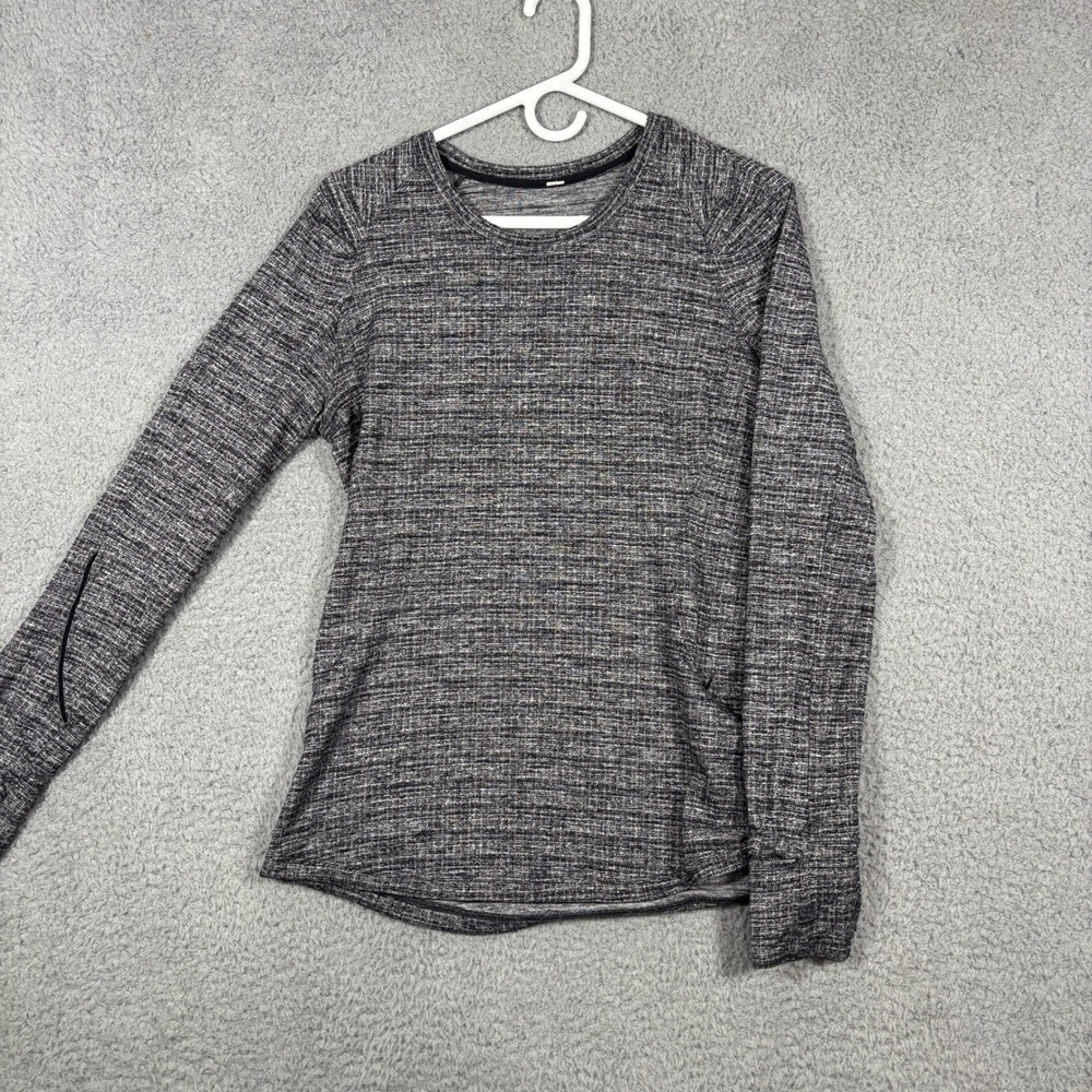 Lululemon Top Women 8 Gray Space Dye Swiftly Tech Long Sleeve Thumbhole Pocket